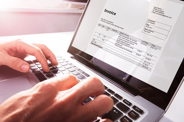 electronic invoice on computer screen